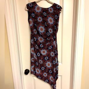 Eva Franco patterned asymmetrical dress in size 2.